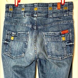7 For All Mankind Bootcut Flare Jeans Women's Sz 27 Inseam 29" Metal Plates